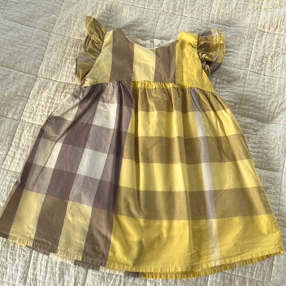 Toddlers, lightweight, cotton plaid yellow dress
